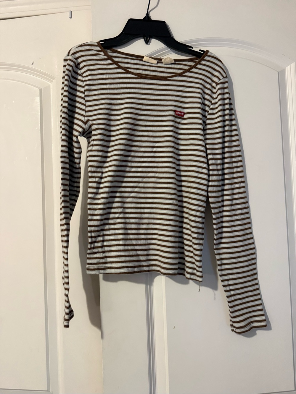 Levi's Brown and White Striped Long-Sleeve Tee